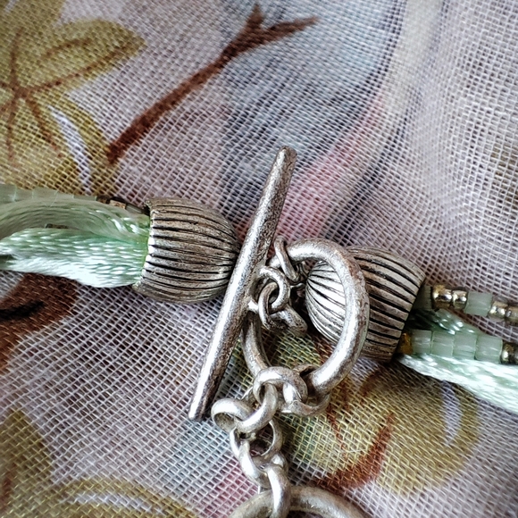 LC Liz Claiborne Laura Conrad Signed Beaded 3 Strand Necklace Mint Satin Cord - Picture 13 of 14